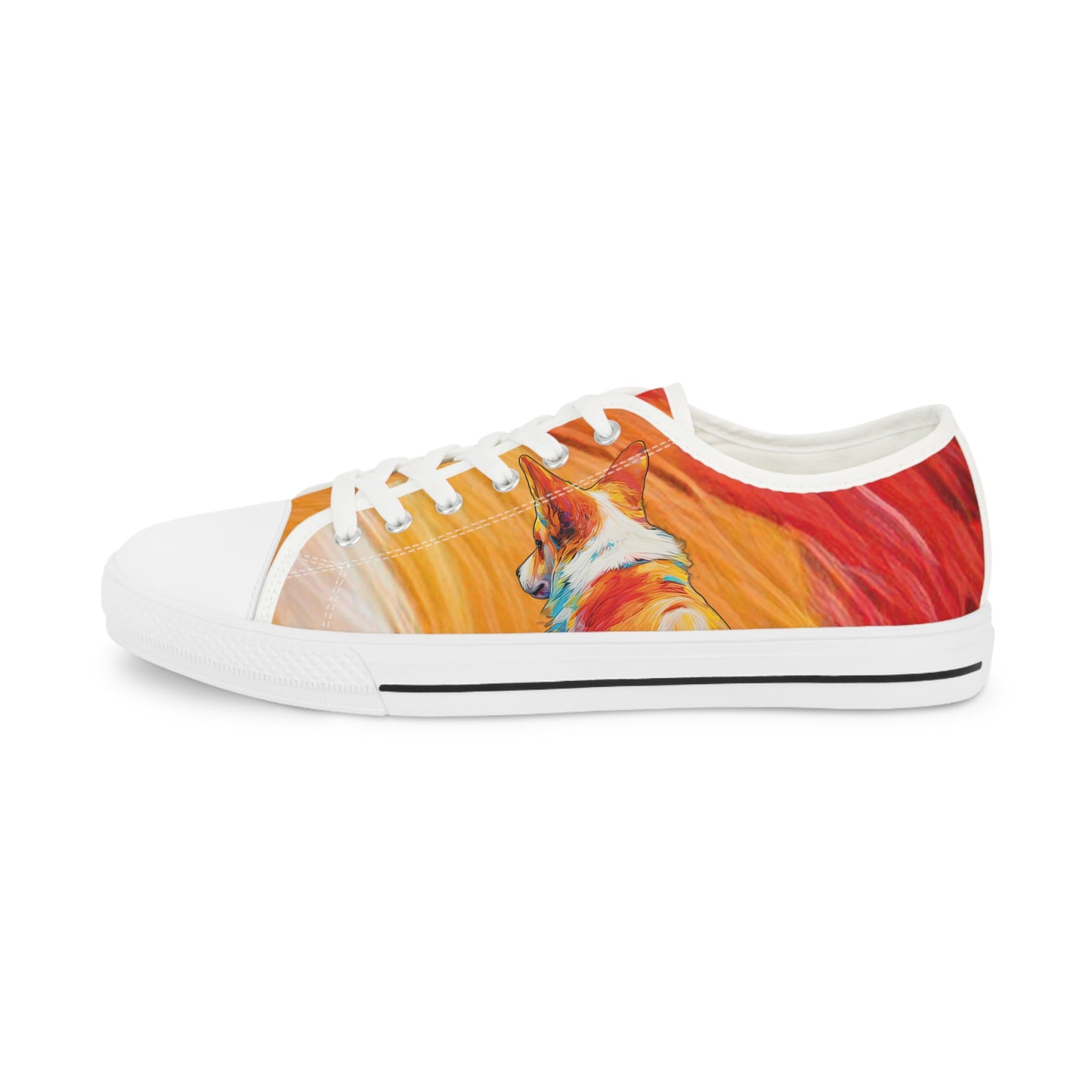 Peekaboo Corgi Vibrant Artistic Men's Low Top Casual Canvas Sneakers