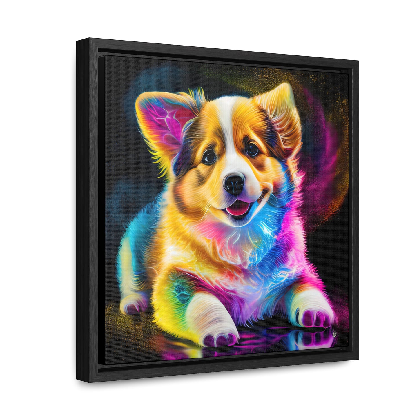 Colorful Corgi - Framed on Canvas