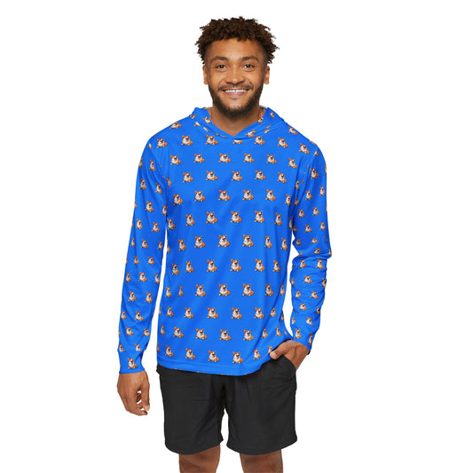 Comical Corgi All Smiles Repeater Pattern - Blue Light Hoodie