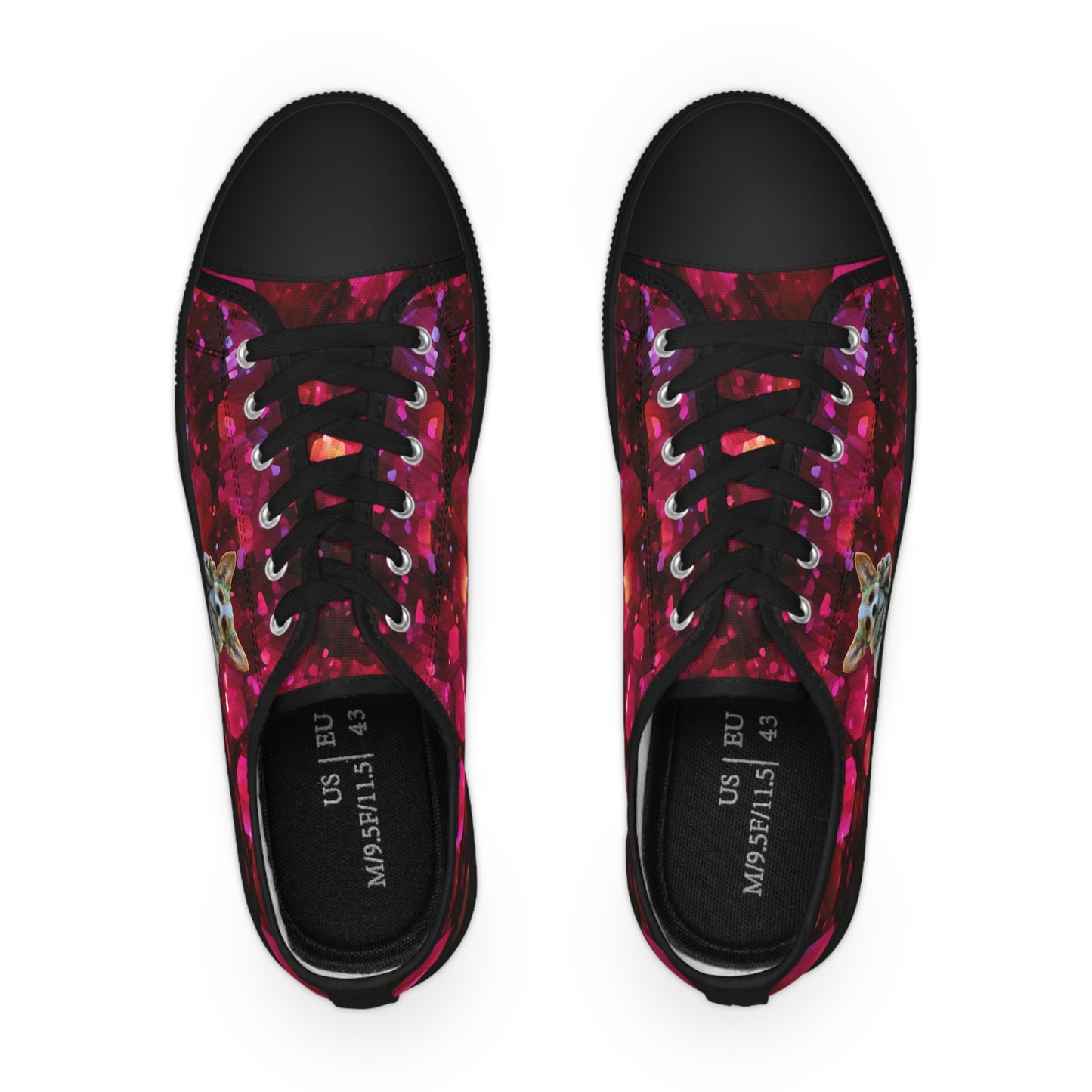 Baby Corgi Men's Space Glitter Casual Canvas Low Top Sneakers - May the Corgi Be With You!