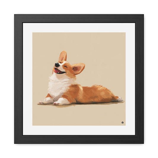 Giddy Sploot  - Happy Corgi Exclusive Framed Print