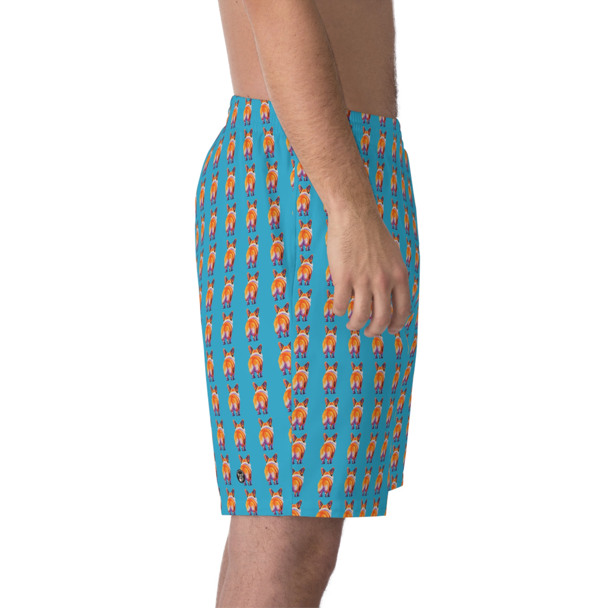 Corgi Butt Stripes Artistic Portrait - Blue Corgi Board Shorts