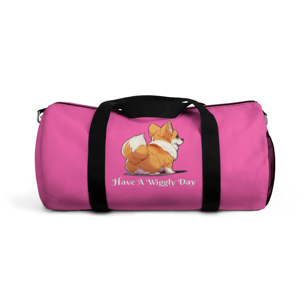 Have a Wiggly Day Duffel Bag - Fun Pink Corgi Travel Gym Bag