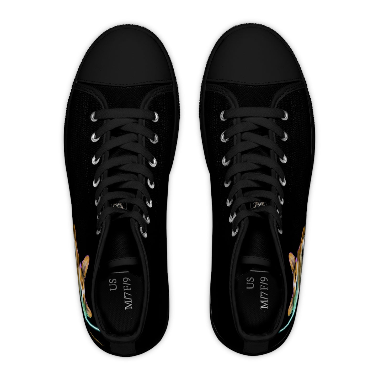 Little Light Knight Corgi Star Warrior Women's High Top Casual Black Canvas Sneakers