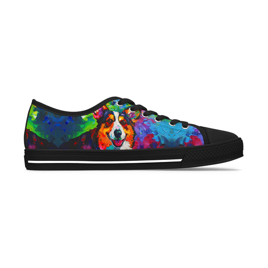Color Me Corgi Vibrant Artistic Women's Low Top Casual Canvas Sneakers