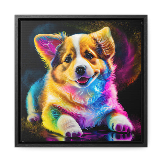 Colorful Corgi - Framed on Canvas