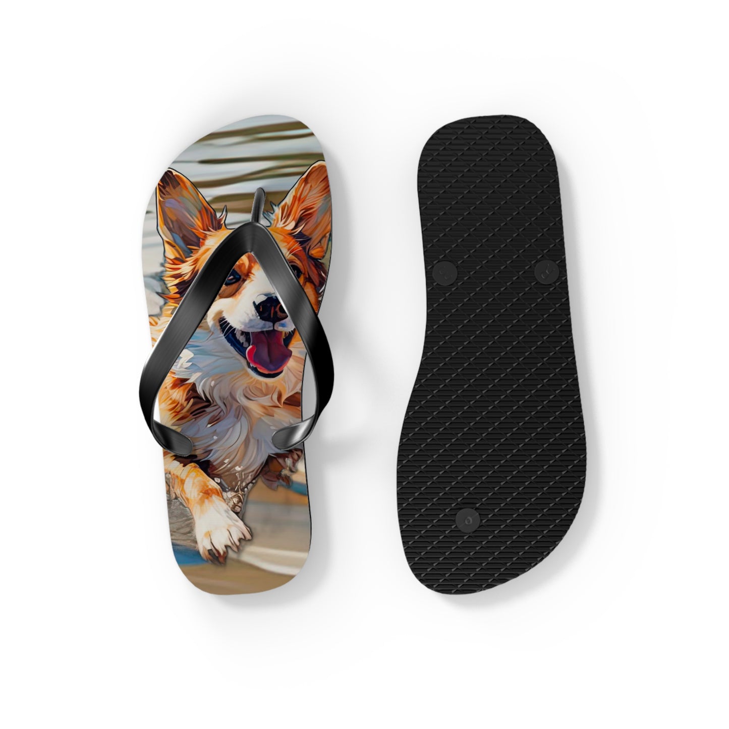Coastal Corgi Flip-Flops