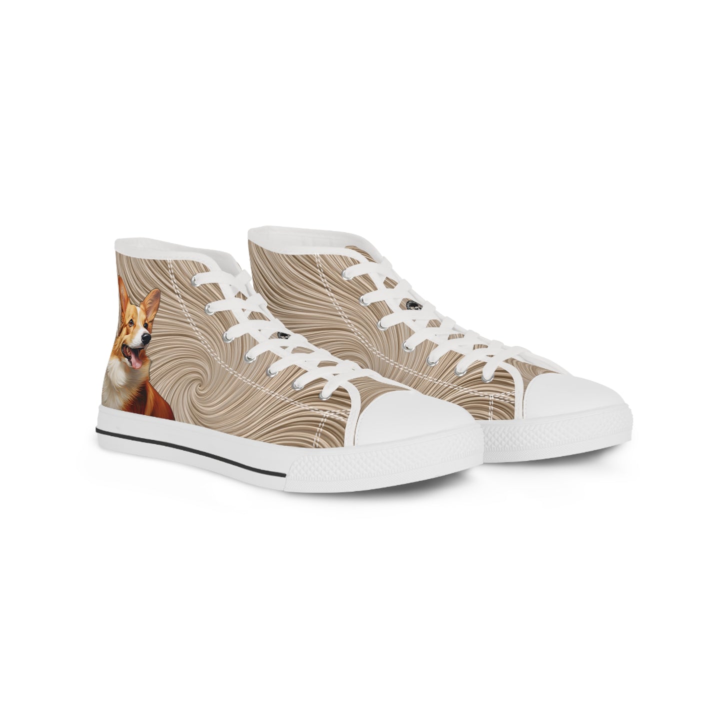 Pembroke Portrait Men's High Top Casual Swirling Tan Sneakers