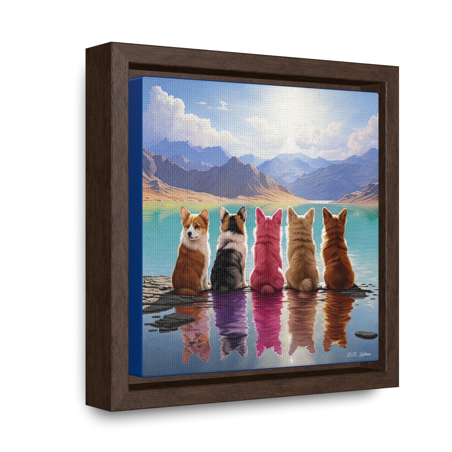 Corgi Lake - Framed on Canvas