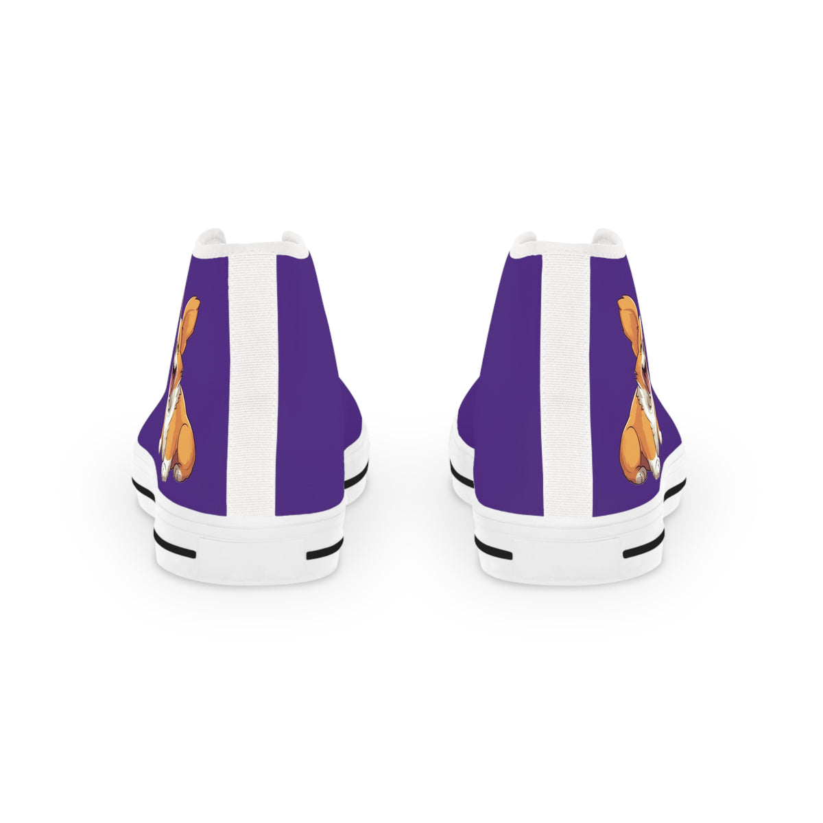 Jolly Jiggling Animated Corgi Men's High Top Casual Purple Canvas Sneakers