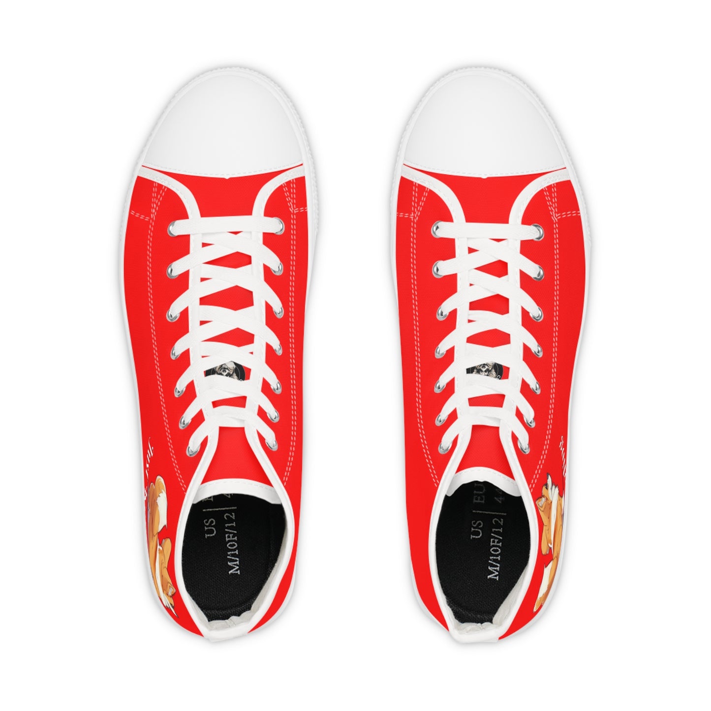 Just Keep Wiggling Men's Casual Red Canvas Sneakers - Cool Corgi Illustration