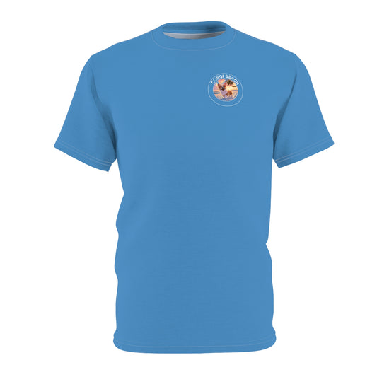 Corgi Beach Brand Unisex Bold Designer Tee - Merry Meandering on Mahalo Marine (Part of the Corgi Beach Day Collection)