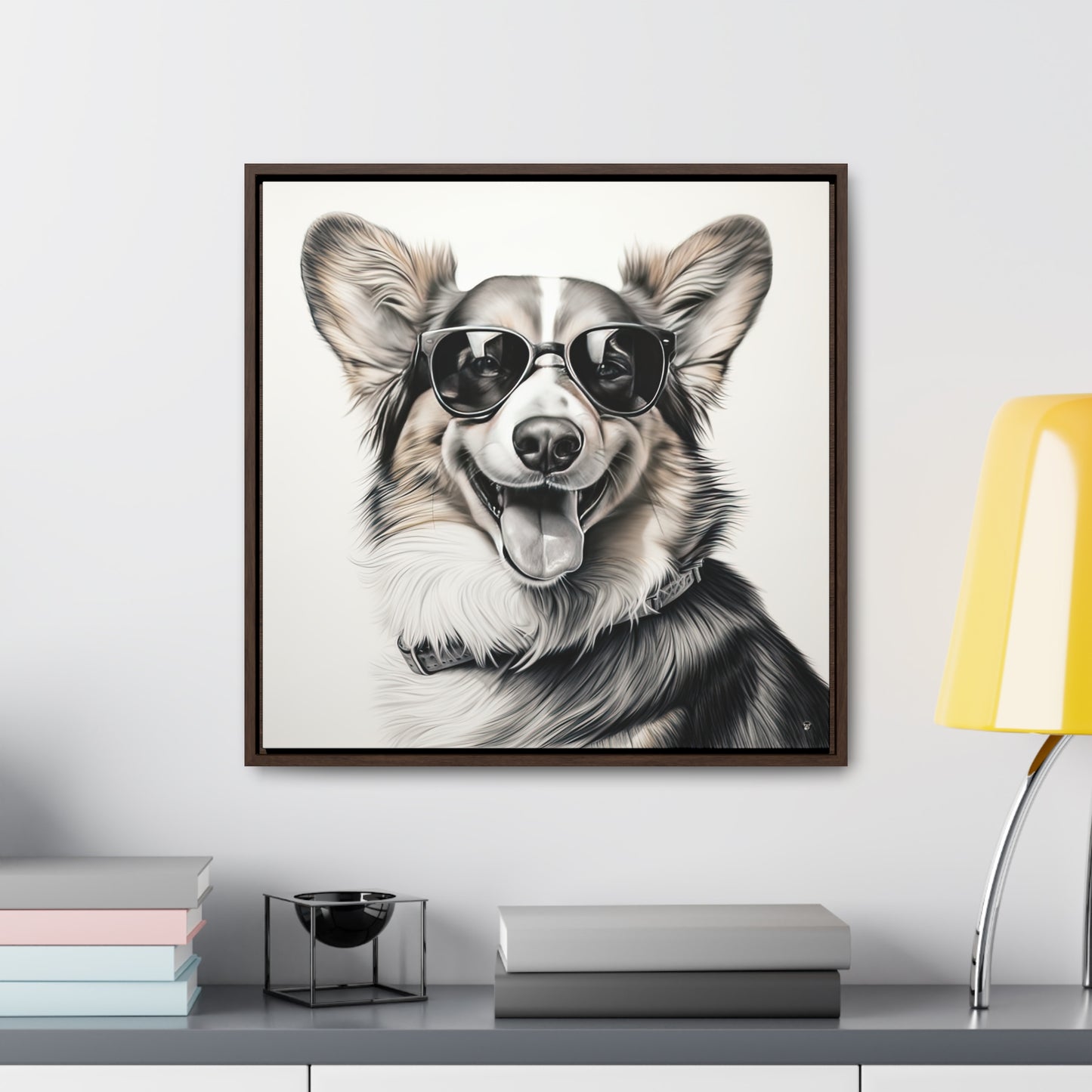 Corgi Cool - Framed on Canvas