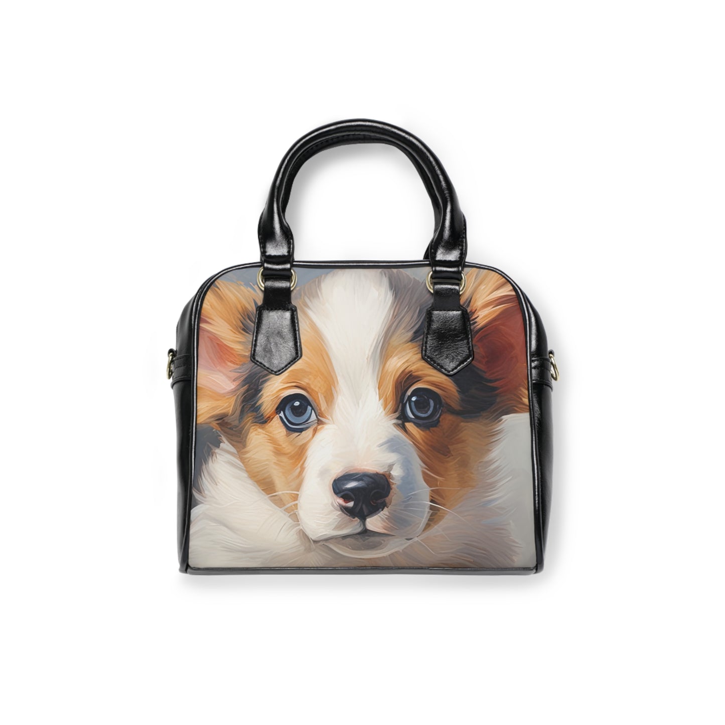 Puppy Dog Eyes Artistic Corgi Portrait Shoulder Handbag — Vibrant Pop Art Corgi Purse
