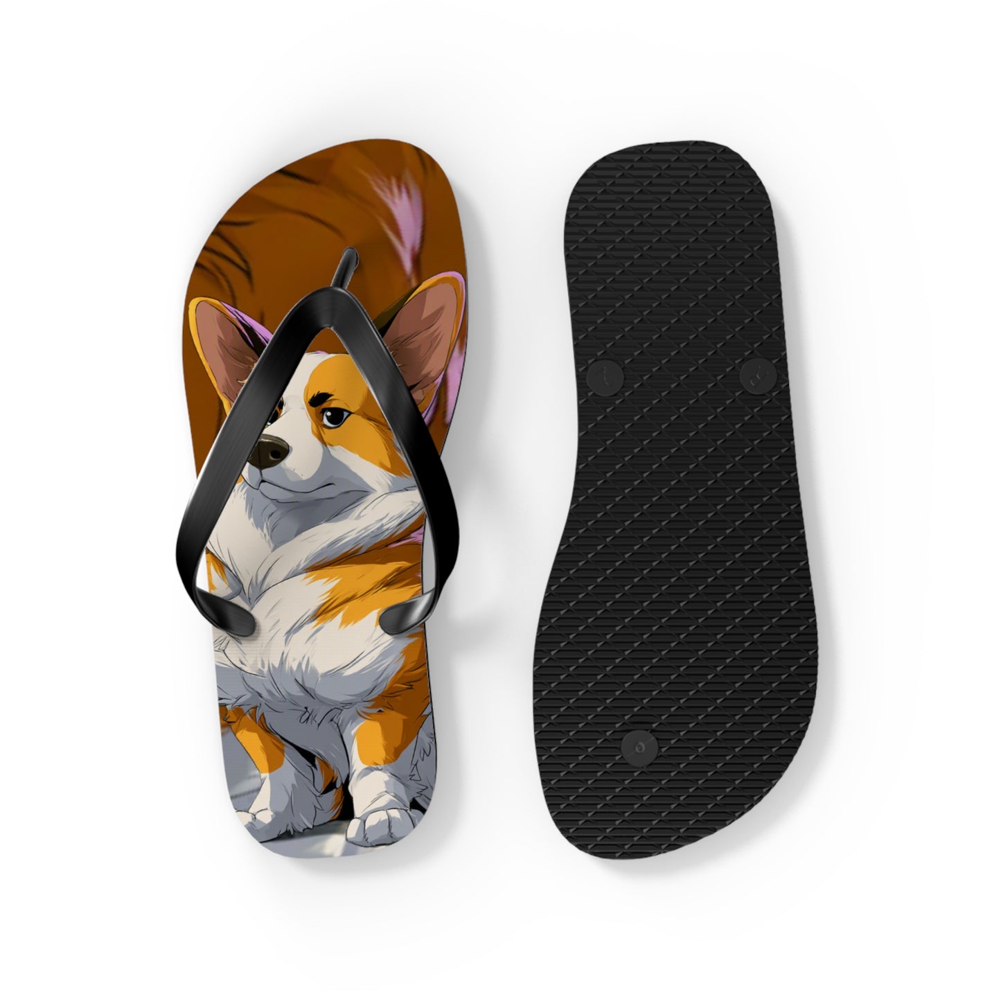 Boss Dog Corgi  Artistic Unisex Flip Flops — Cool Corgi Sandals for the Dog Beach or Anywhere