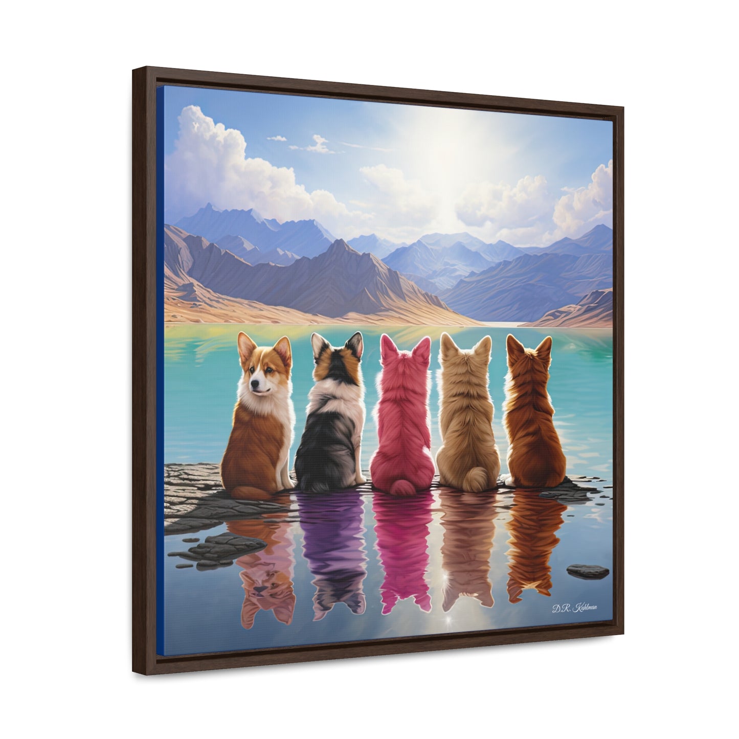 Corgi Lake - Framed on Canvas