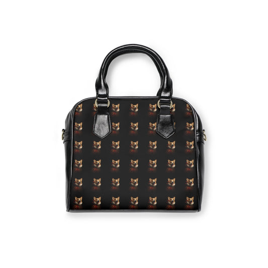 Renaissance Corgi in a Ruff Portrait Black Shoulder Handbag