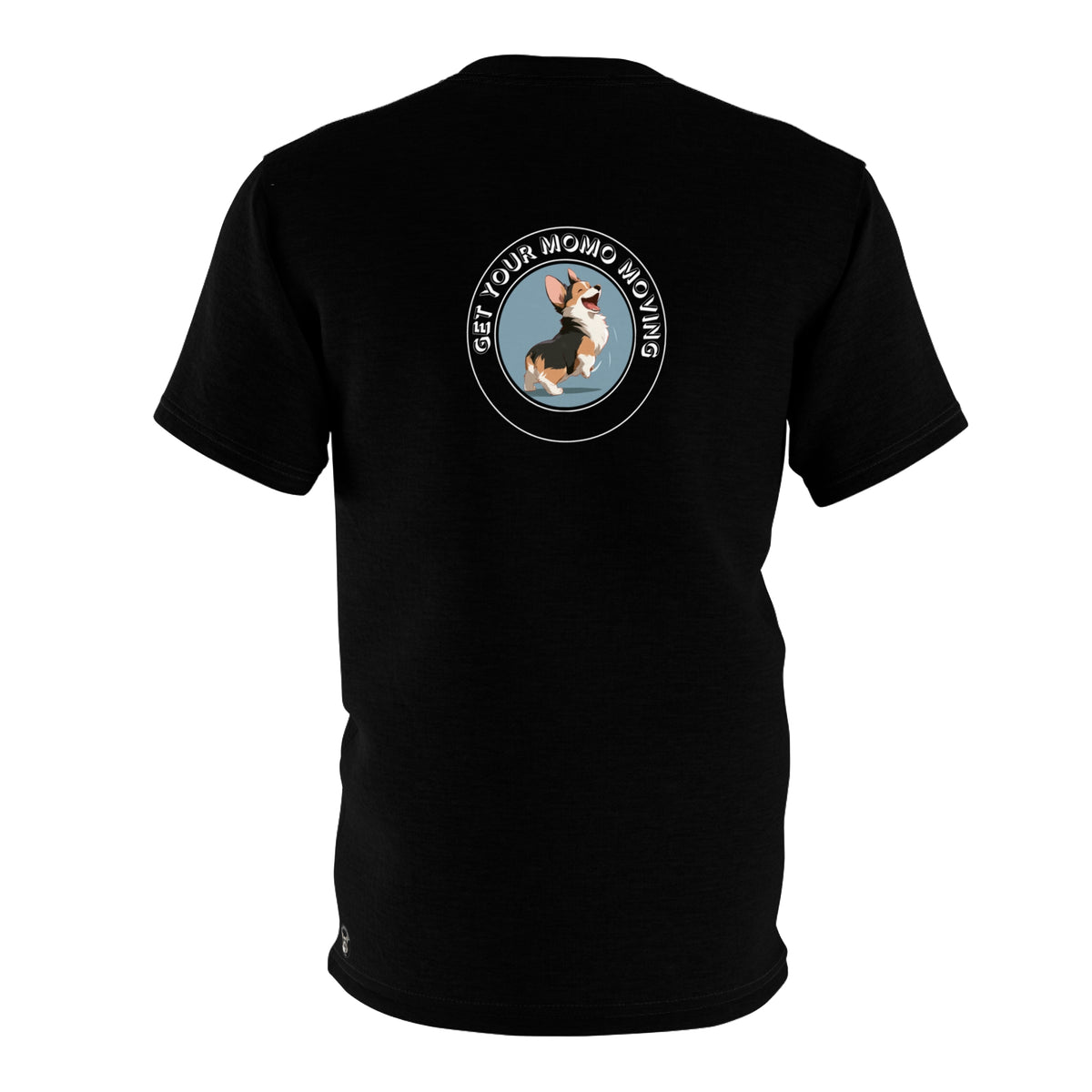 Get Your Momo Moving Unisex Bold Designer Tee - Corgi Humor on Phantom Black