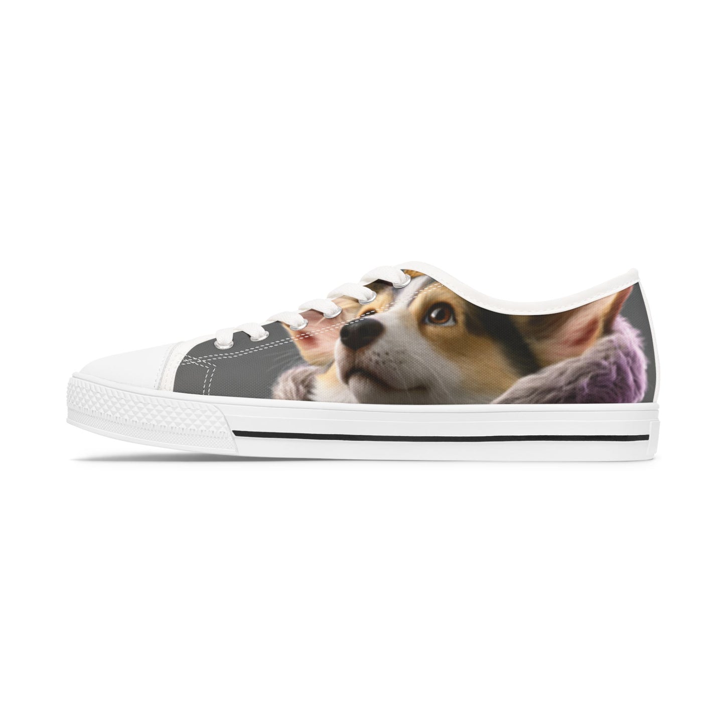 King Pup Cute Corgi Face Women's Low Top Casual Canvas Sneakers