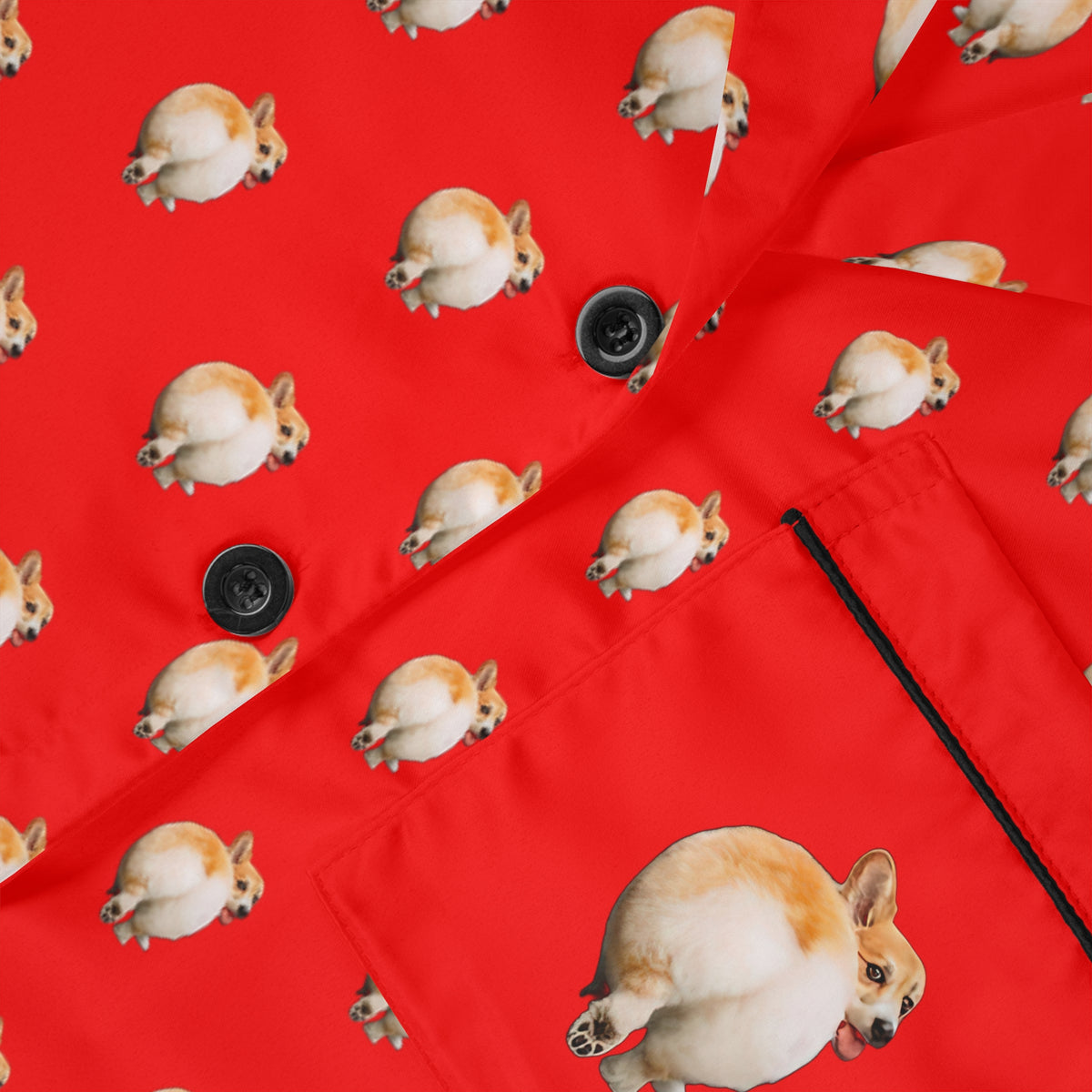 Baby Got Back - Corgi Butt Strut Silky Red Pajamas
