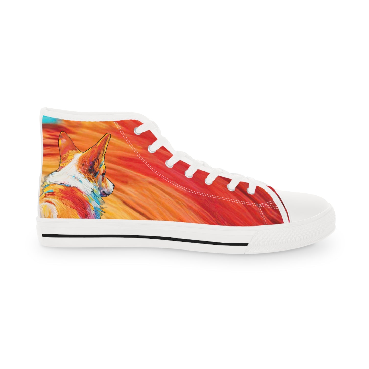 Peekaboo Corgi Vibrant Artistic Men's High Top Casual Canvas Sneakers