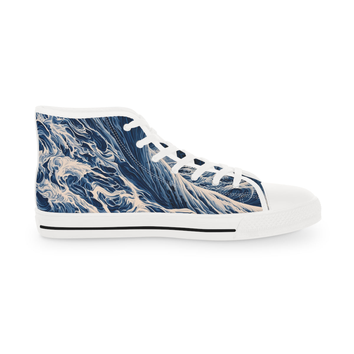 Coastal Corgi Big Blue Ocean Wave Men's High Top Casual Canvas Sneakers