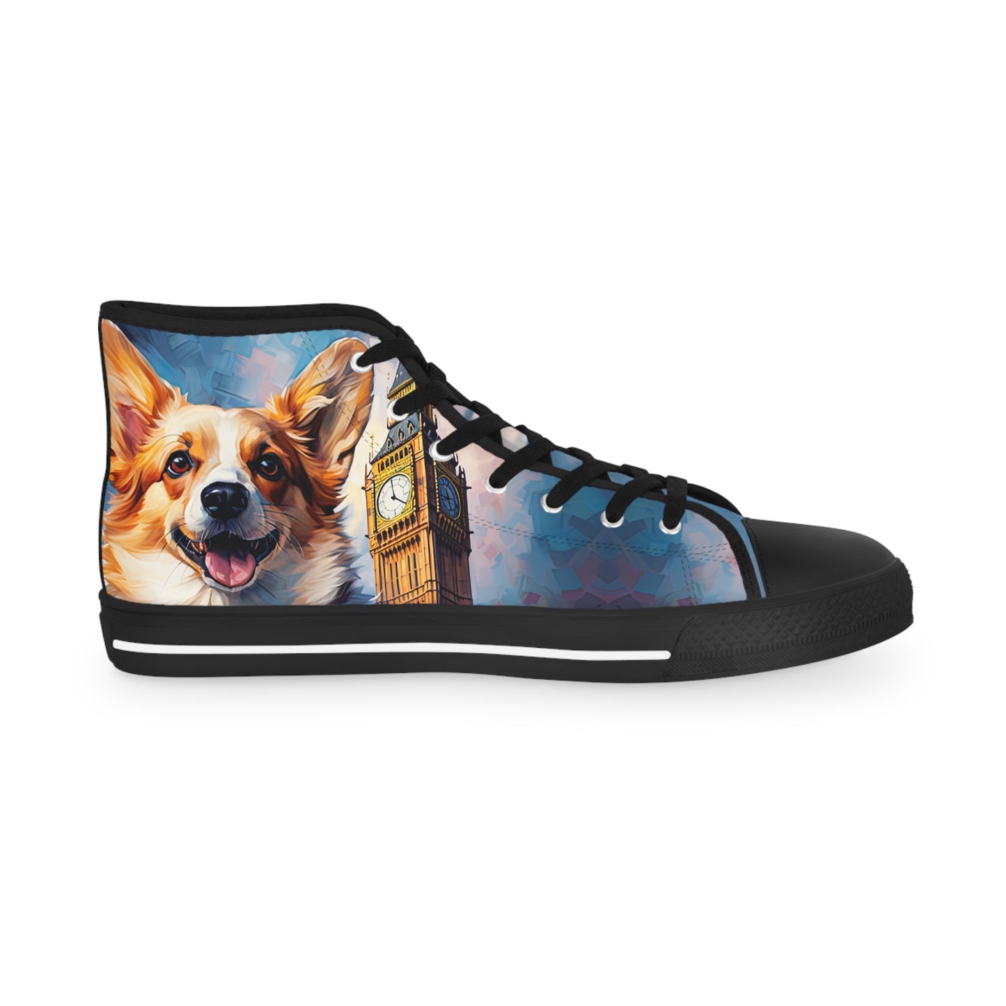 Corgi & Big Ben in London Men's High Top Casual Canvas Sneakers
