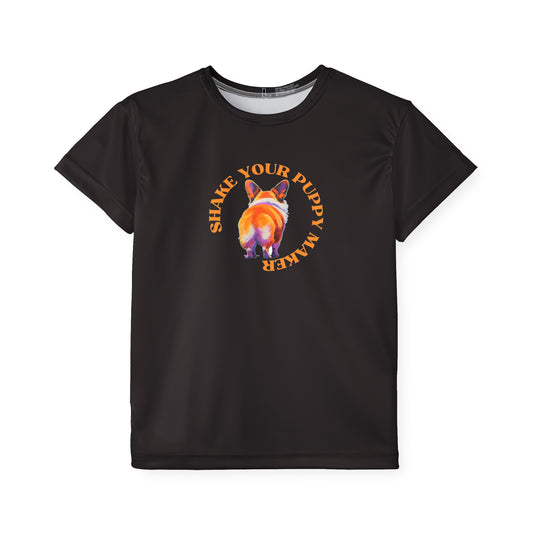 Shake Your Puppy Maker Kid's Black Sports Tee