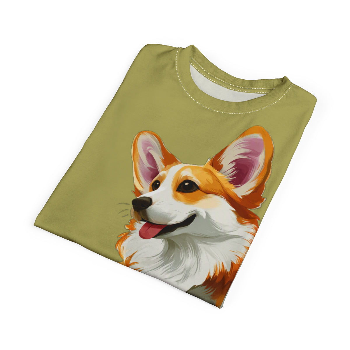 The Queen's Grand Companion Maximized Unisex Bold Designer Tee — Her Majesty's Large Pick of the Litter on Kakicha Khaki
