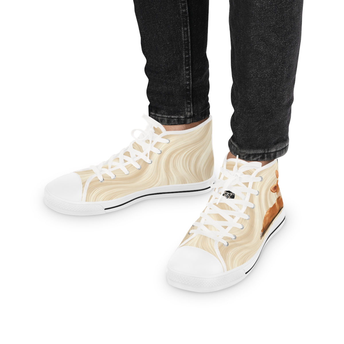 Giddy Sploot Men's High Top Casual Rich Creamy Champagne Canvas Sneakers
