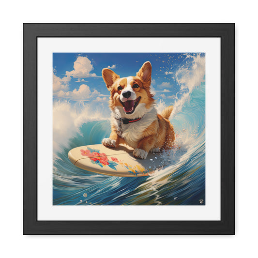 Cowabunga Corgi Framed Print