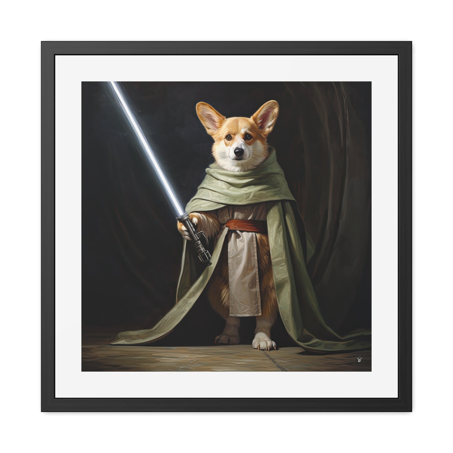 Impression Encadrée Corgi Jedi