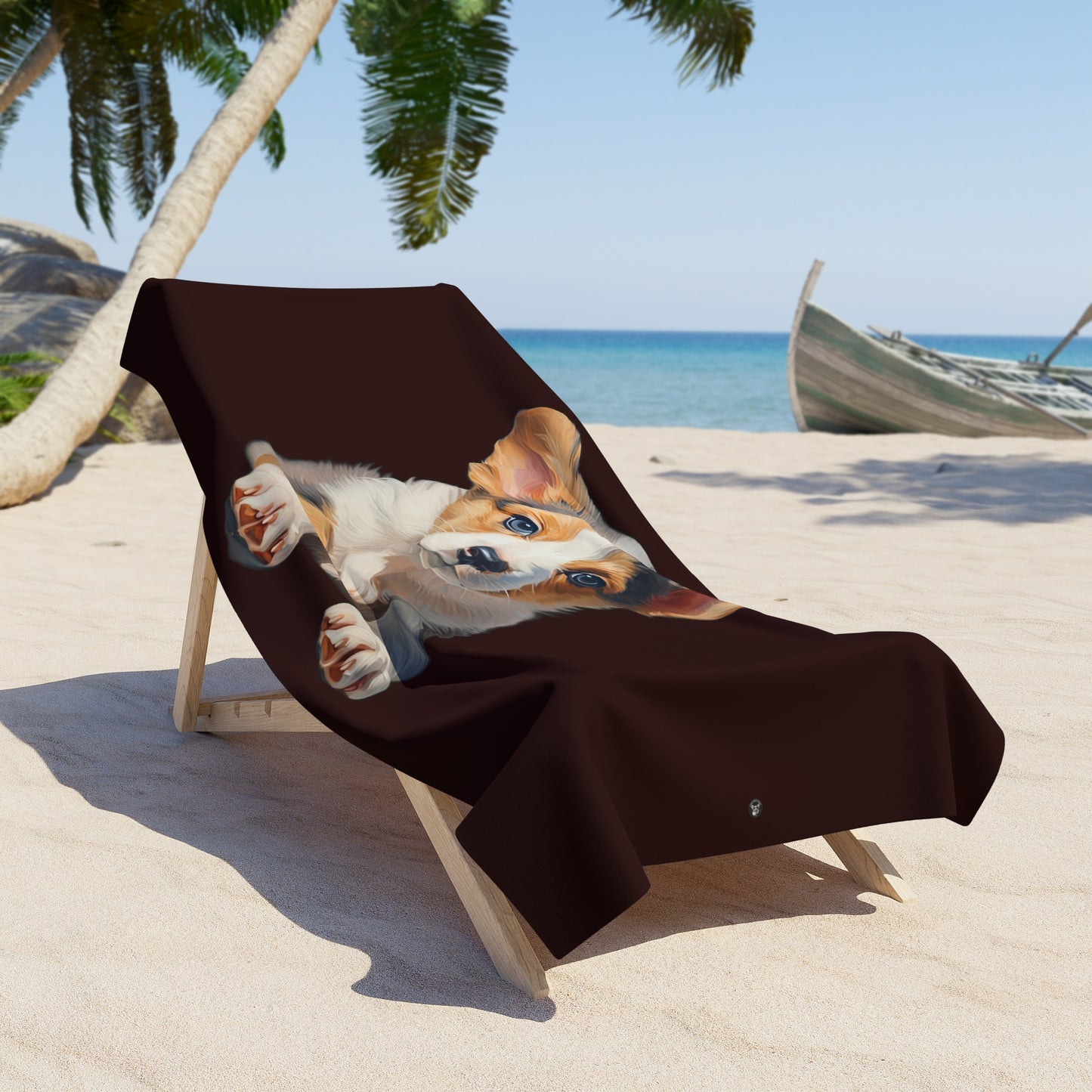 Puppy Portrait Beach Towel