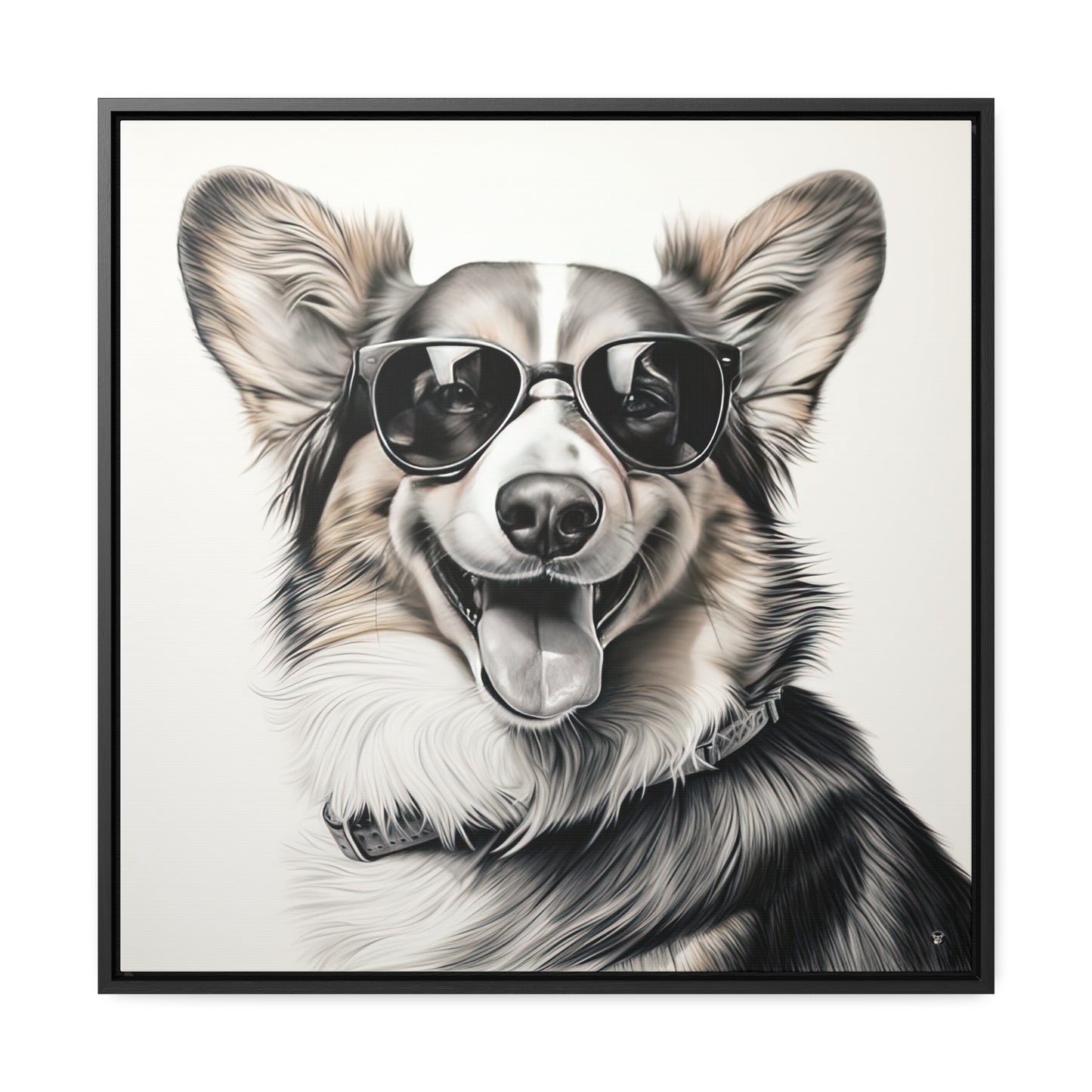 Corgi Cool - Framed on Canvas
