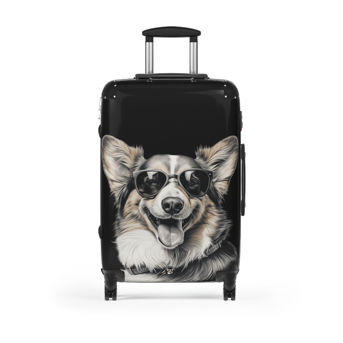 Corgi Cool Artistic Illustration In Shades Suitcases — Corgi Lovers Rolling Luggage
