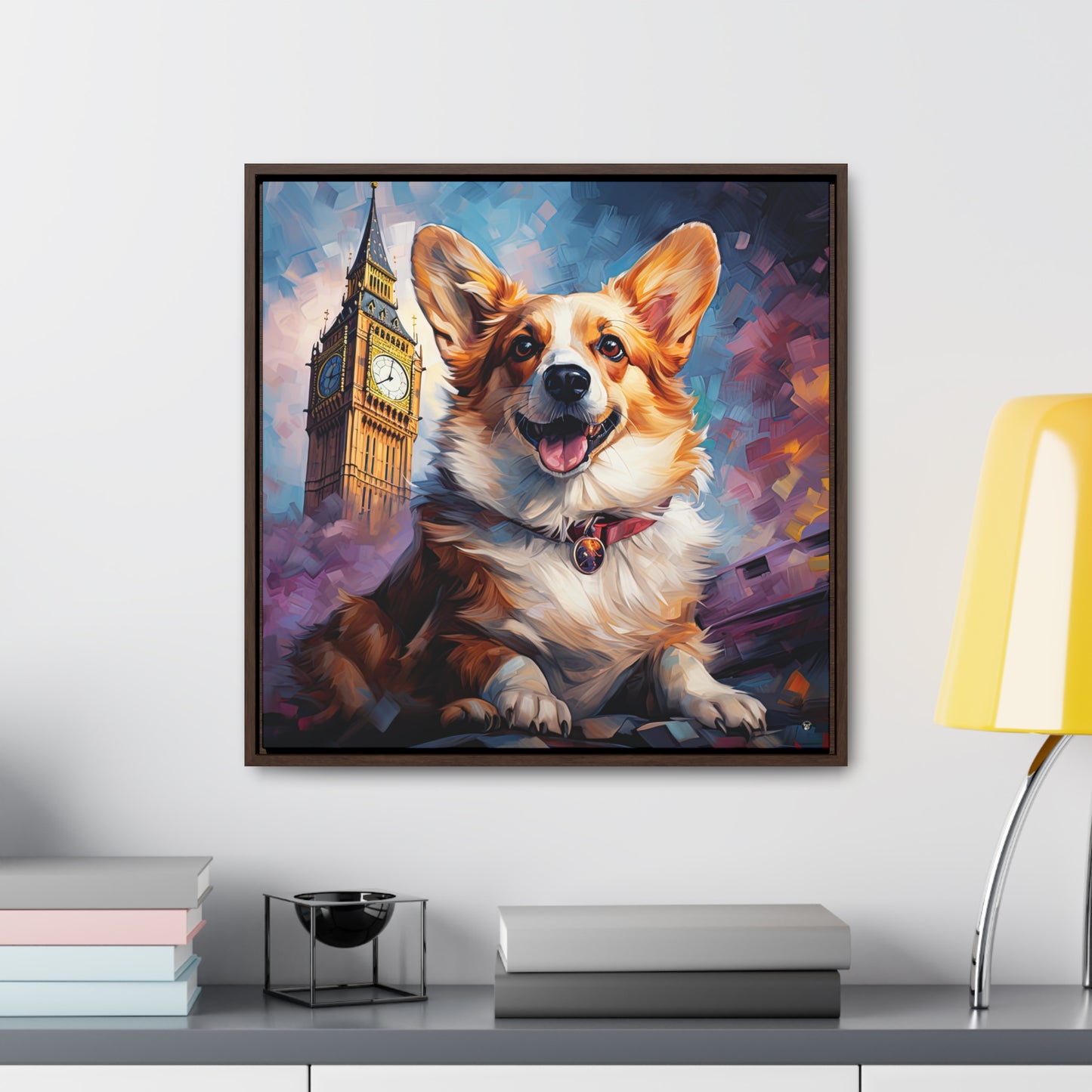 Corgi and Ben - Framed on Canvas
