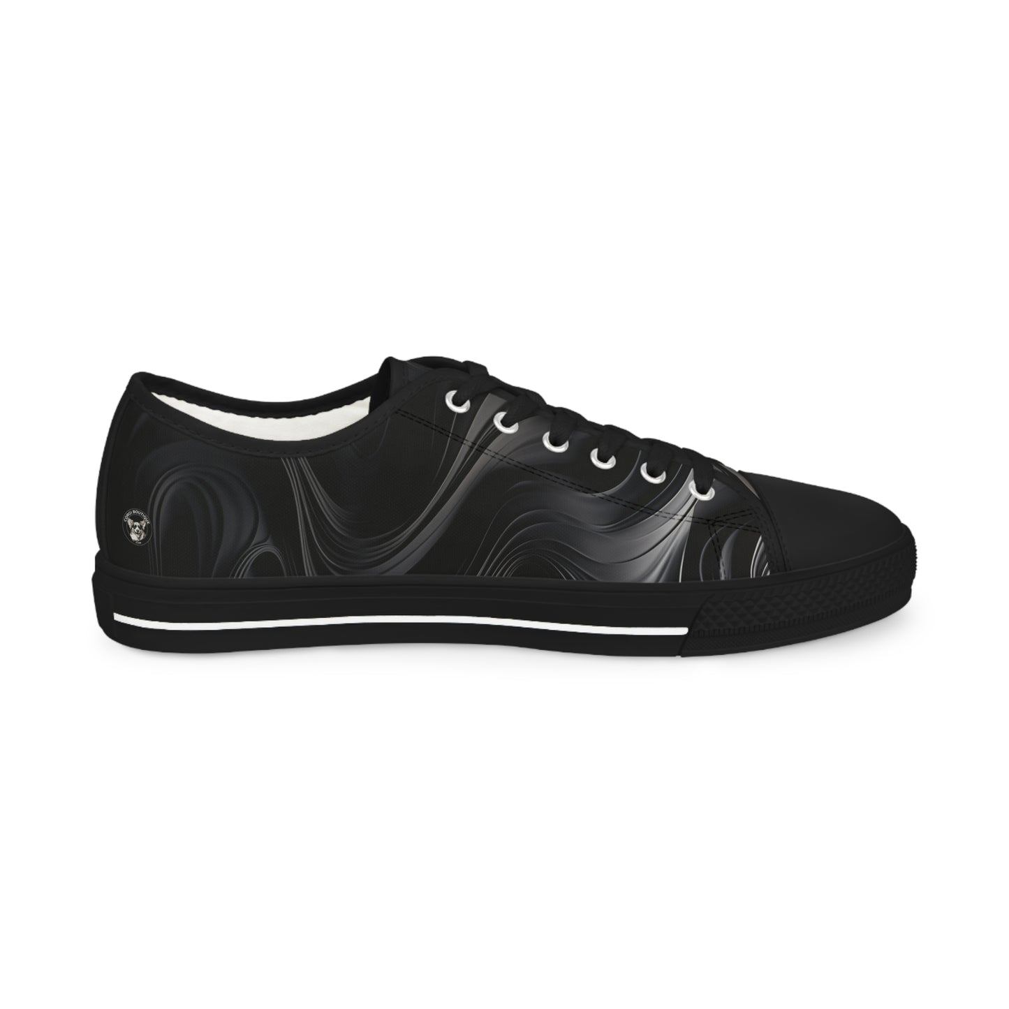 Corgi Potter Magic Wand Men's Low Top Casual Black Swirl Canvas Sneakers