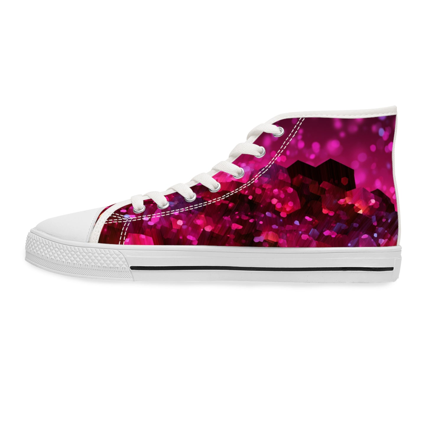 Baby Corgi Space Glitter Women's High-Top Casual Canvas Sneakers - May the Corgi Be With You