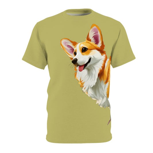 The Queen's Grand Companion Maximized Unisex Bold Designer Tee — Her Majesty's Large Pick of the Litter on Kakicha Khaki