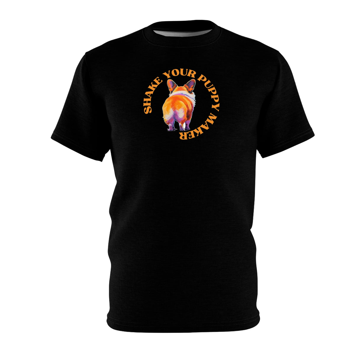 Shake Your Puppy Maker Unisex Bold Fashion Tee - Funny Phantom Black Corgi Shirt