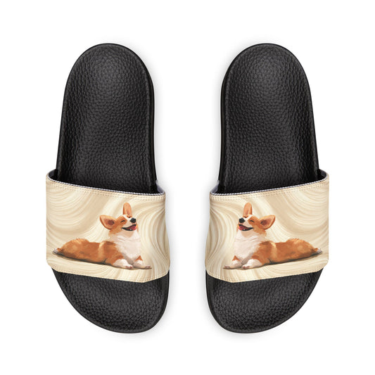 Giddy Sploot Men's Rich Creamy Champagne Slide Sandals - Corgi Casual Pool & Beach Slides