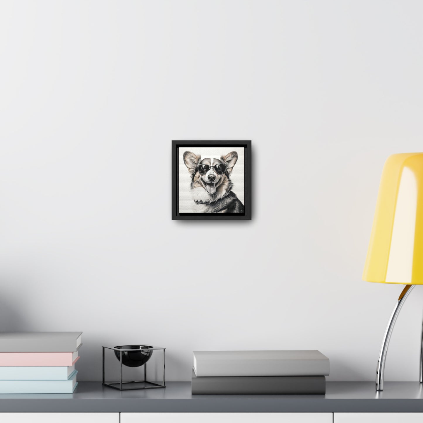 Corgi Cool - Framed on Canvas