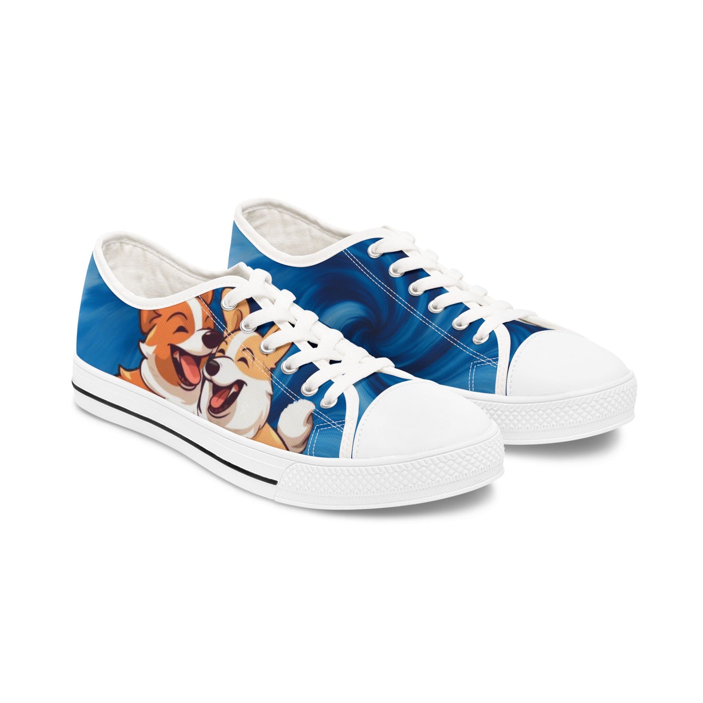 Best Mates Women's Cute Cartoon Corgi Casual Canvas Carolina Blue Low Top Sneakers
