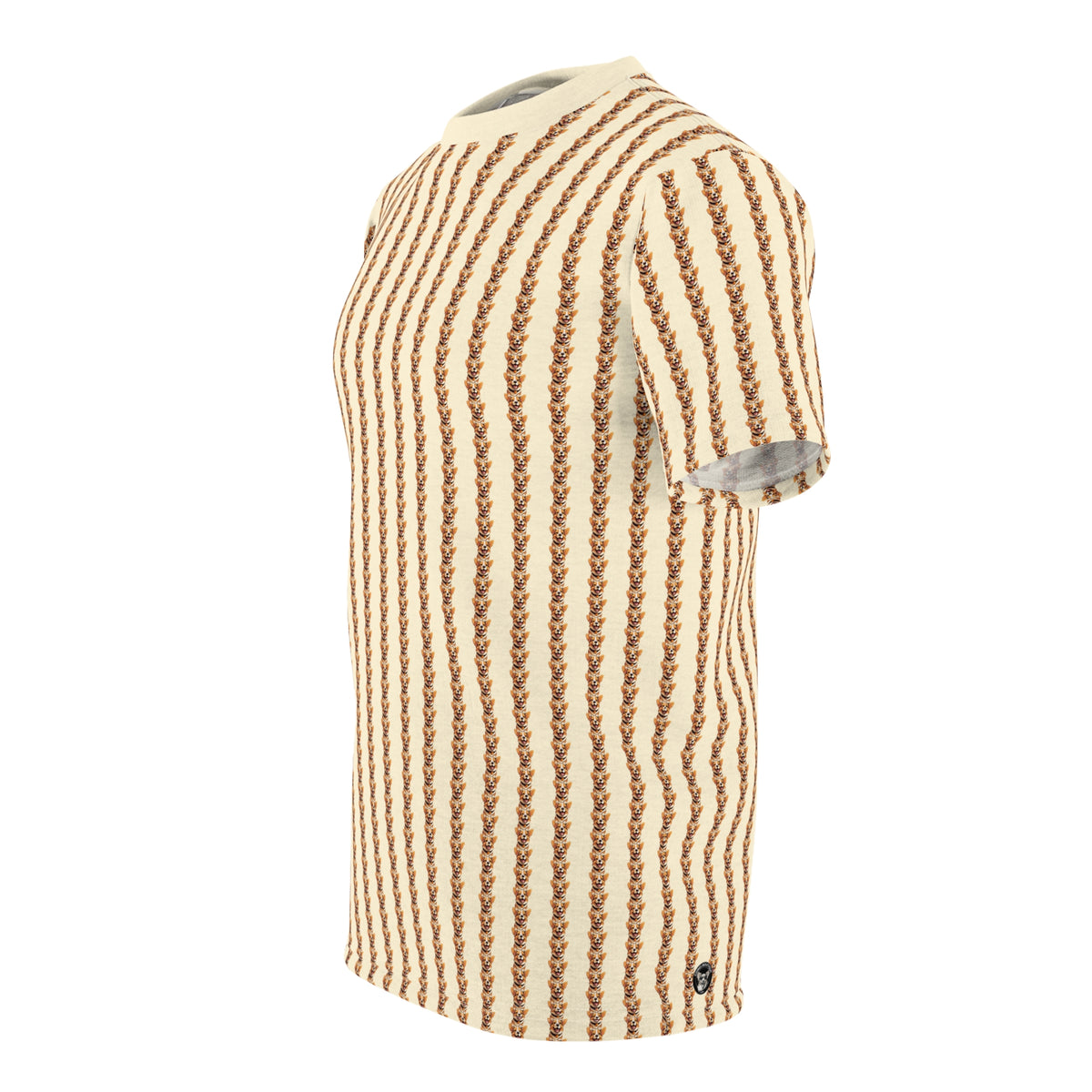 Hugs & Heartstrings Pinstripes Unisex Bold Designer Tee - Puppy Love Repeater on Vanilla Cream