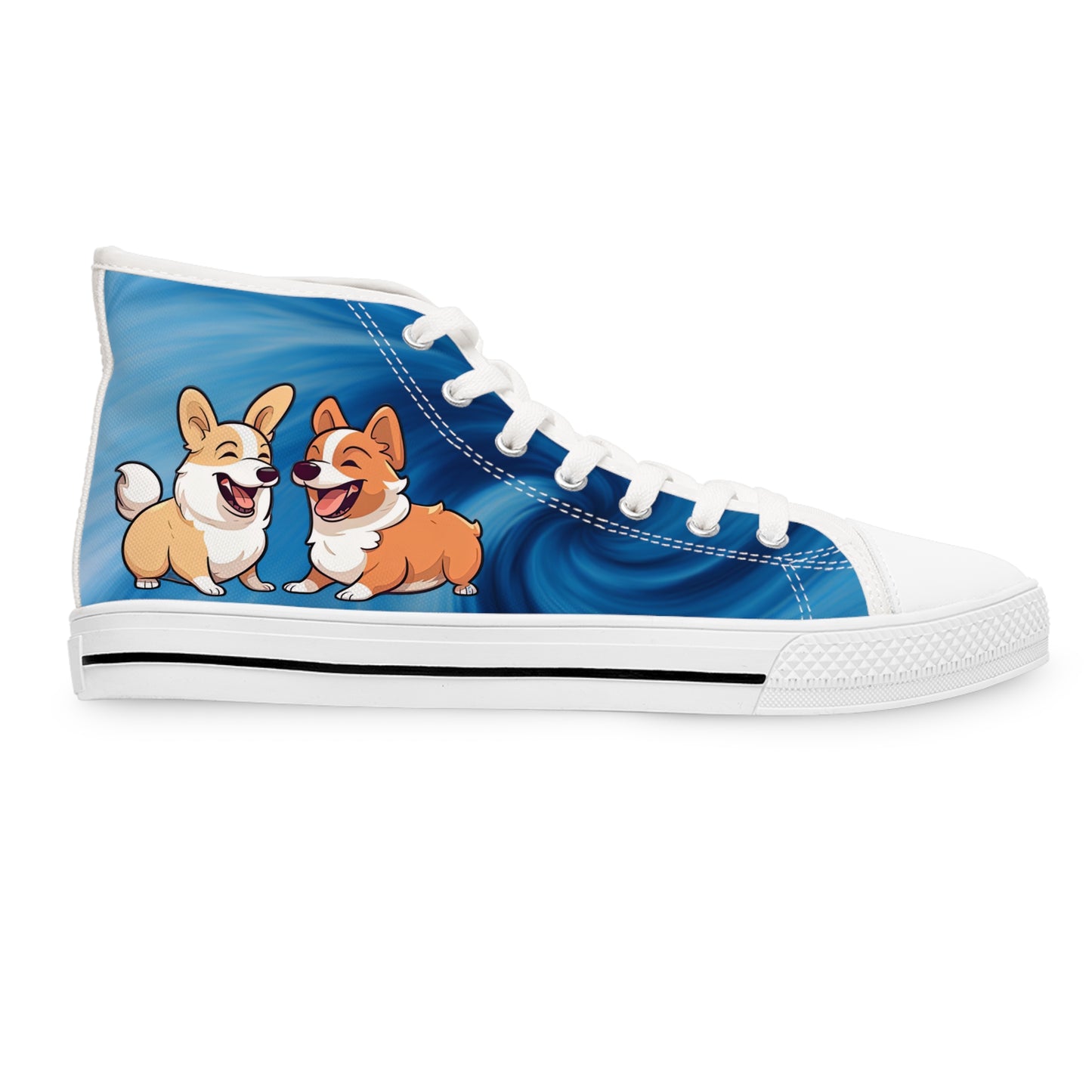 Best Mates Women's Cute Animated Corgis Casual Canvas Carolina Blue Low Top Sneakers