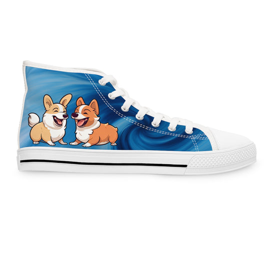 Best Mates Women's Cute Animated Corgis Casual Canvas Carolina Blue Low Top Sneakers
