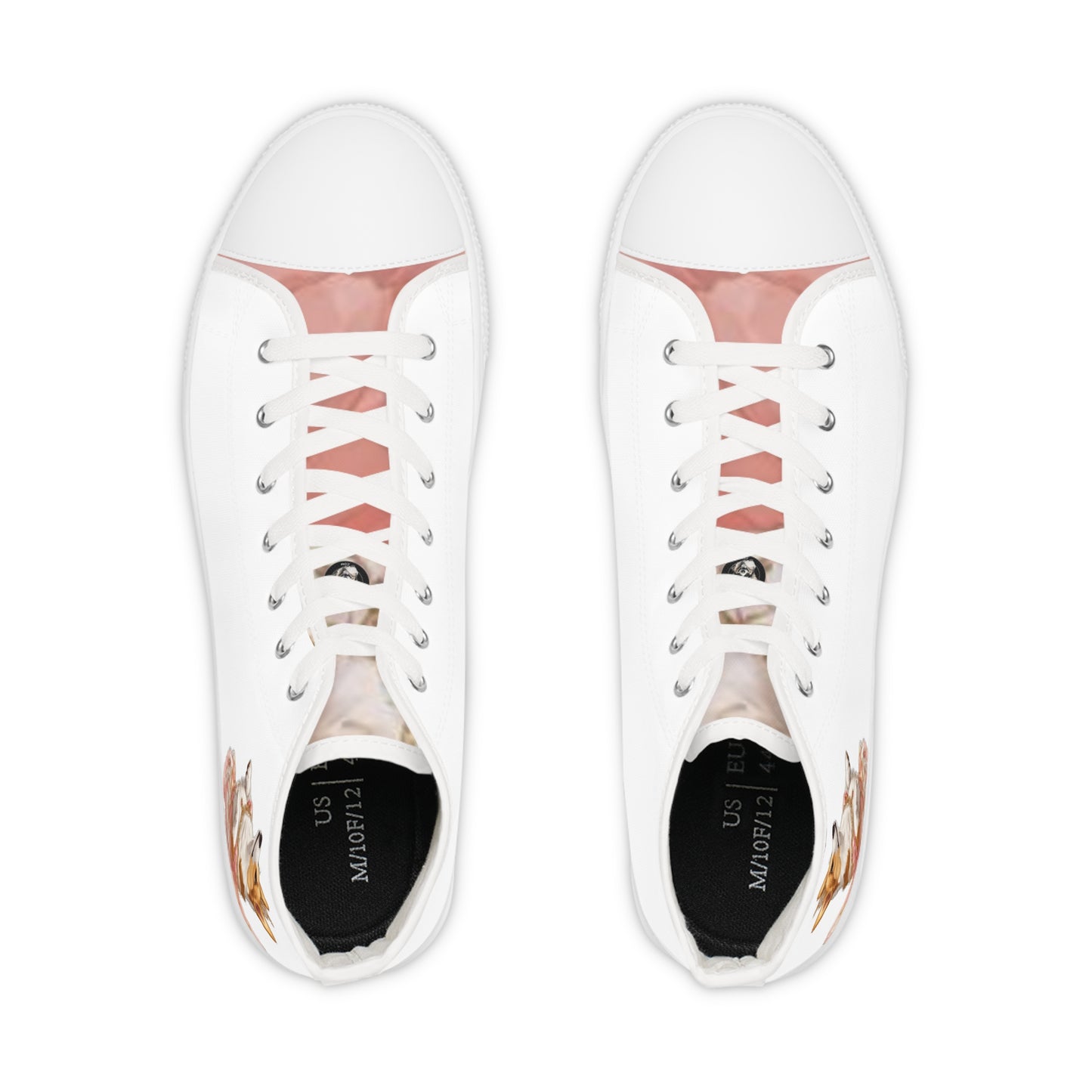 Princess Corgi Men's High Top Casual White & Rose  Sneakers