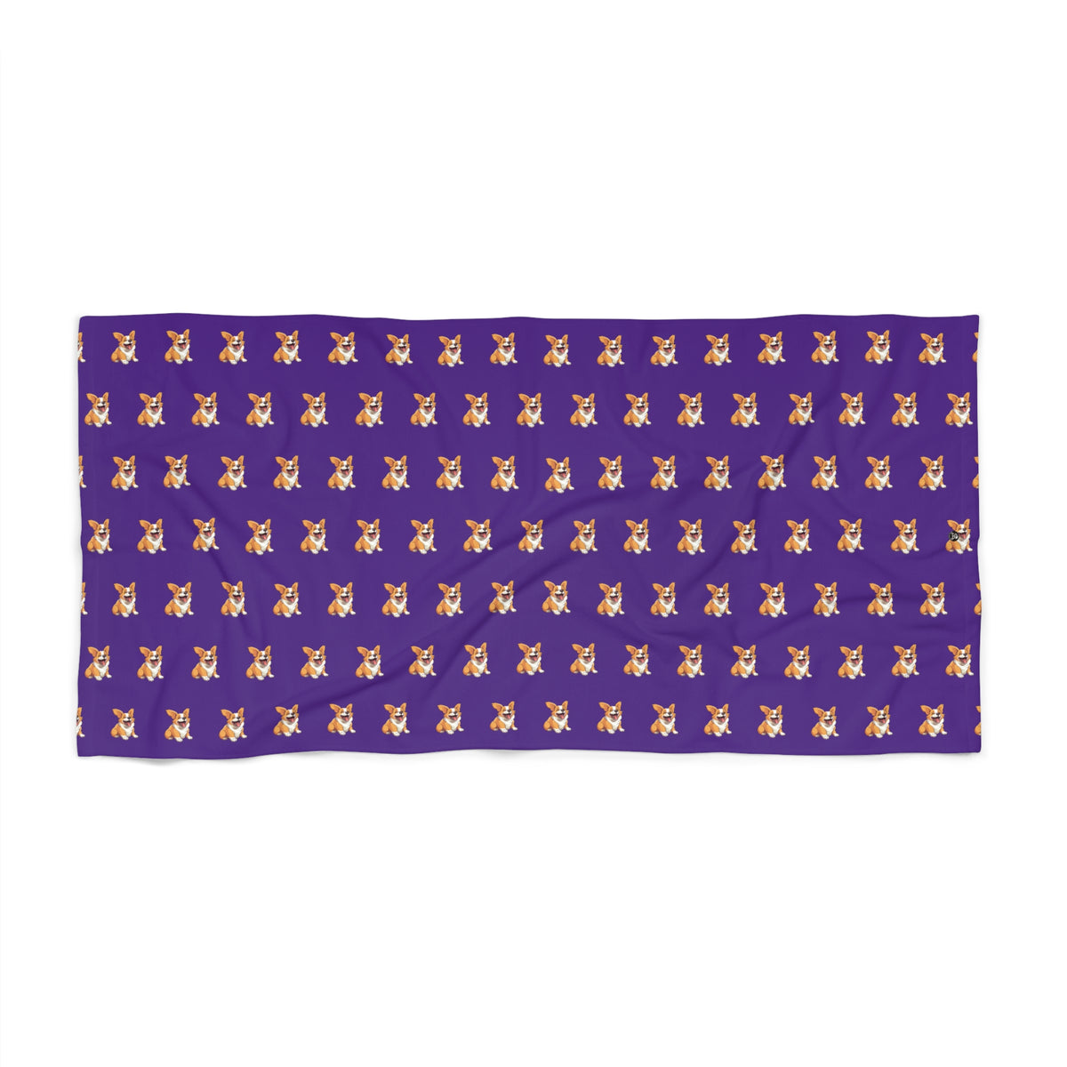 Jolly Jiggling Animated Corgi - Purple Beach Towel