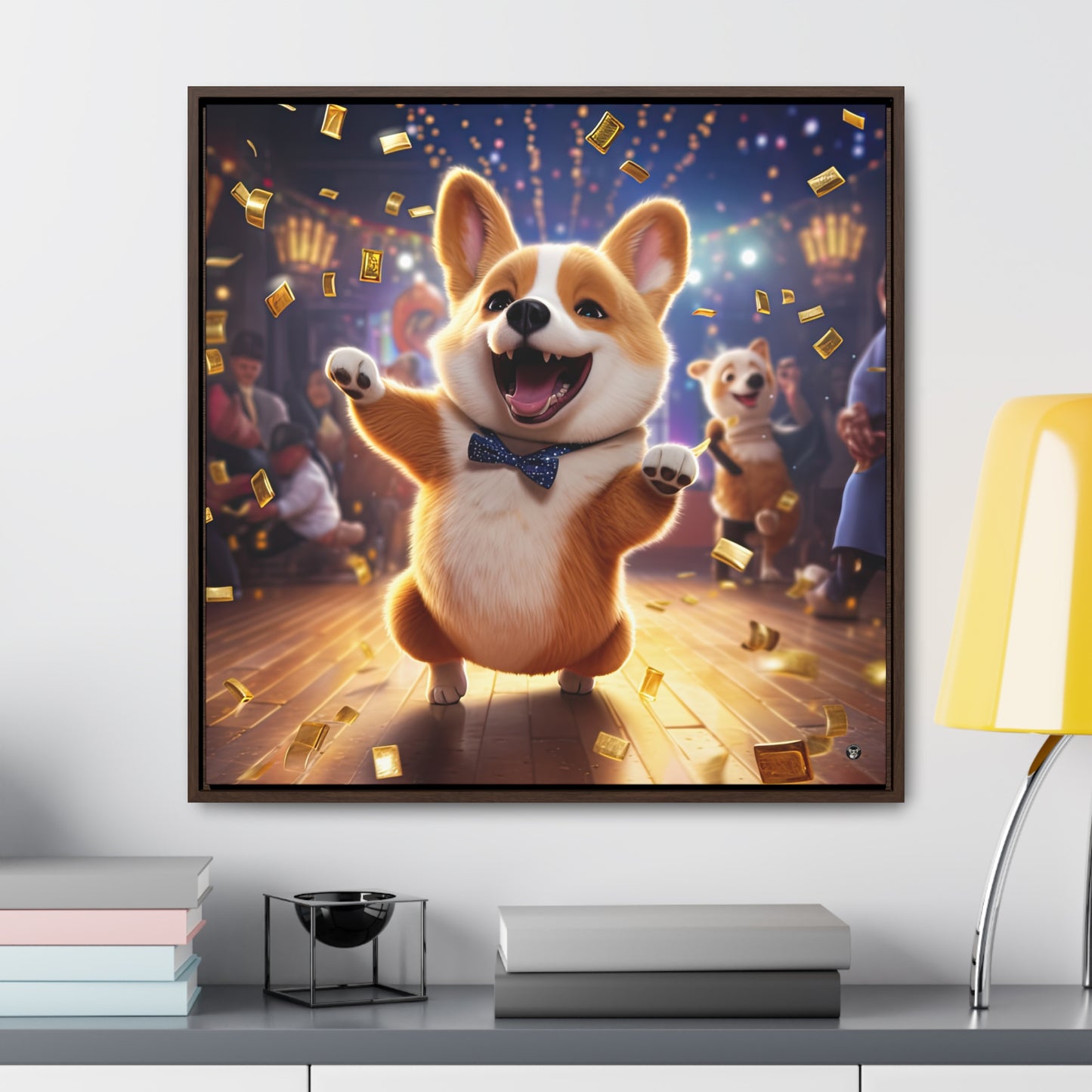 Boogaloo Corgi - Framed on Canvas