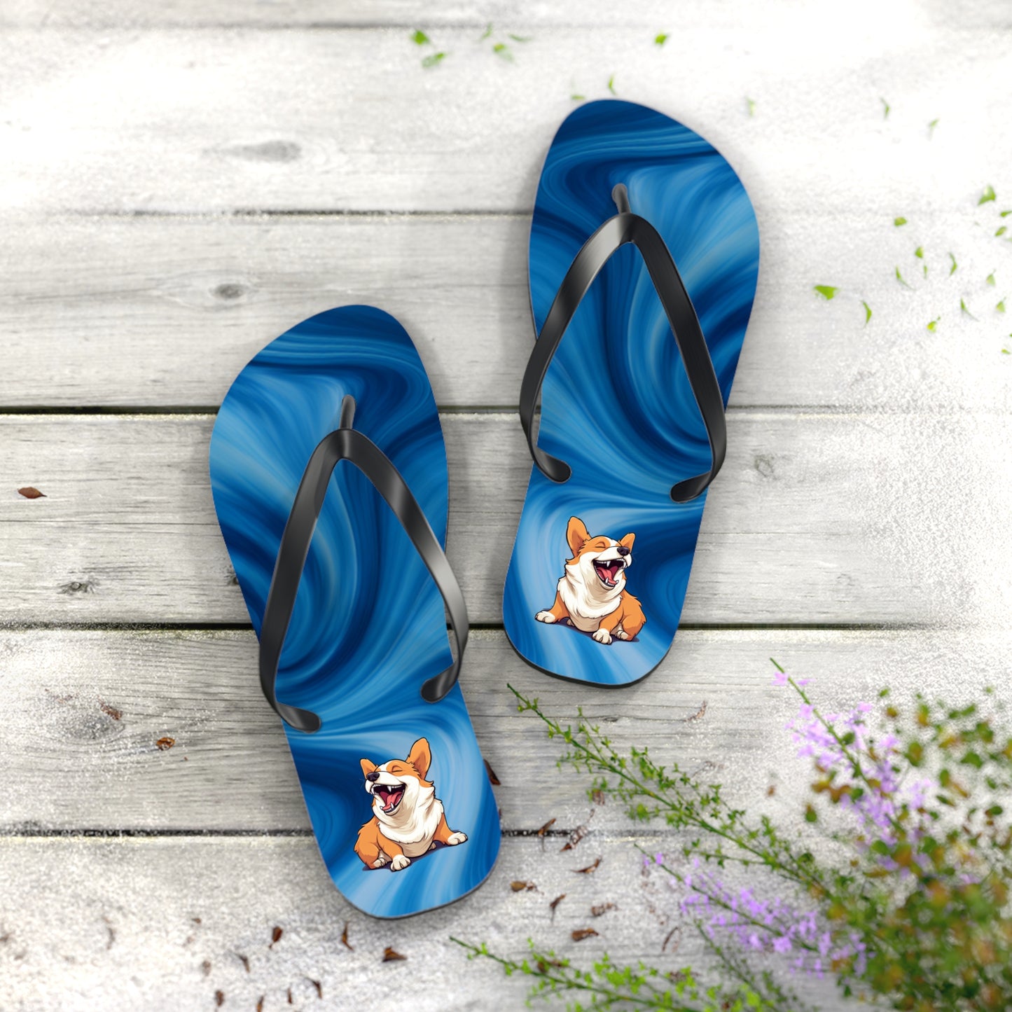 Comical Corgi Flip-Flops